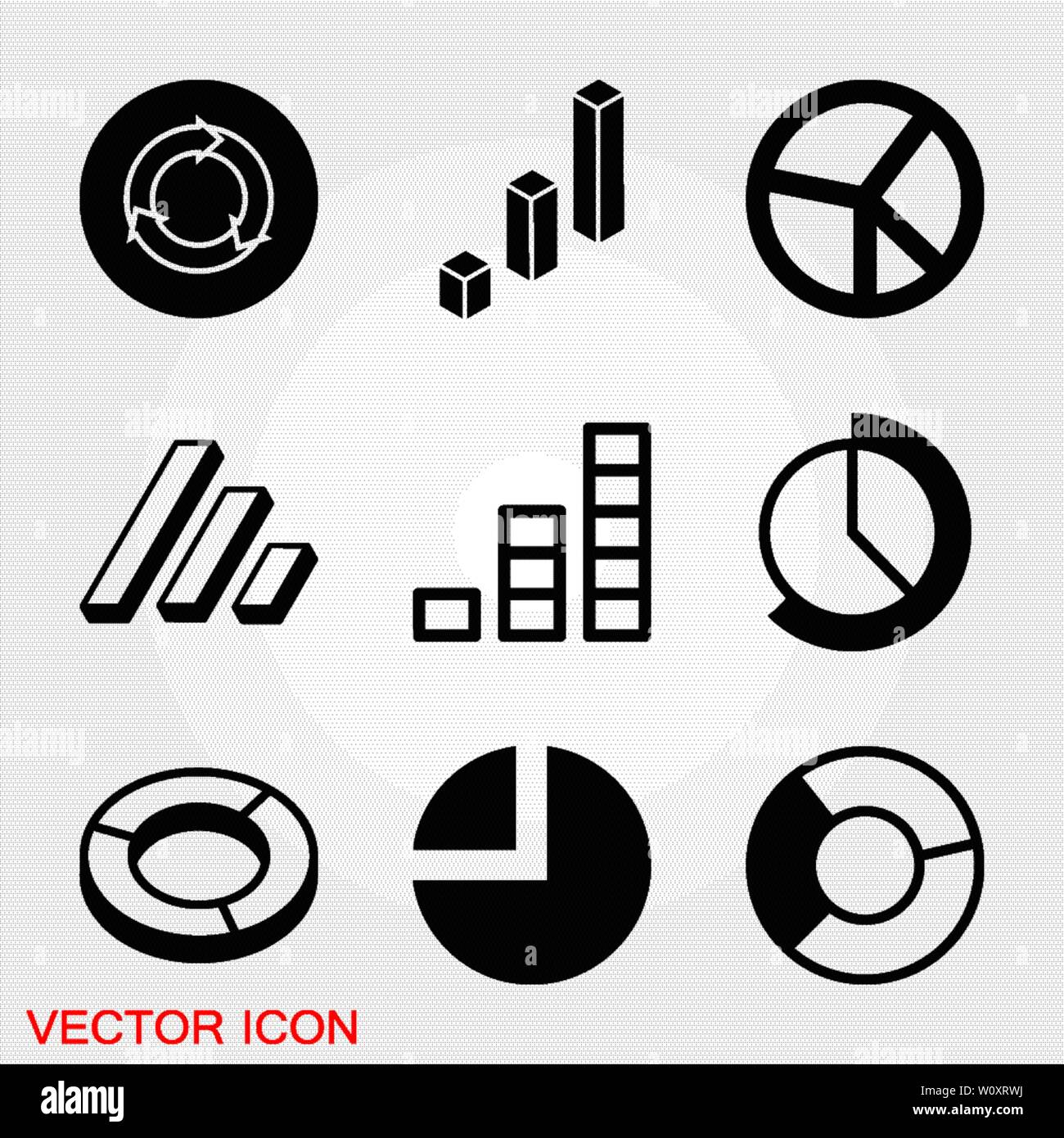 Grafico e il diagramma icona. Strumenti di analisi di business e di simboli. Uno stile piatto Illustrazione Vettoriale