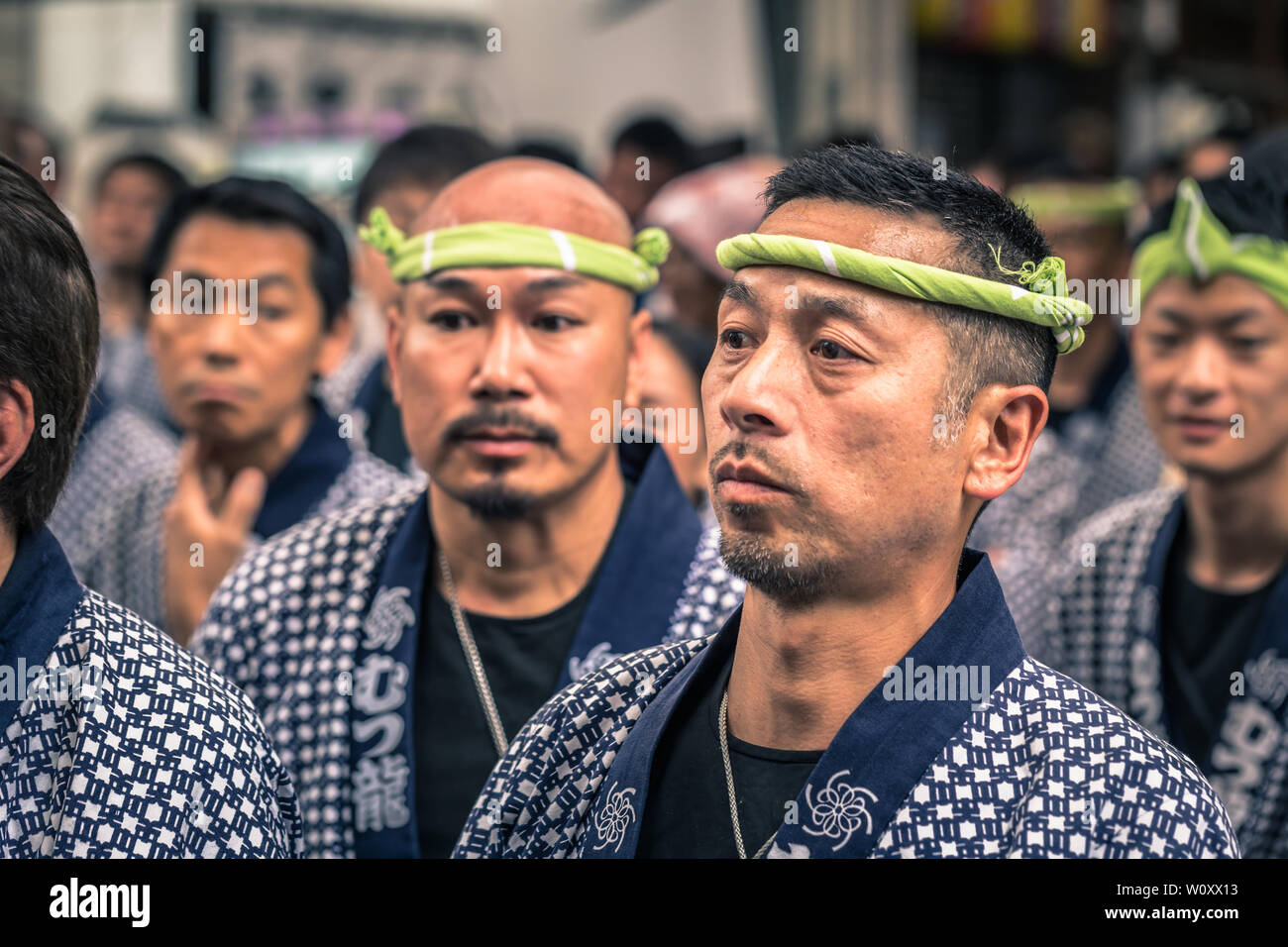 Tokyo - 19 Maggio 2019: la gente celebra il Sanja Matsuri festival in abiti tradizionali di Asakusa, Tokyo, Giappone Foto Stock