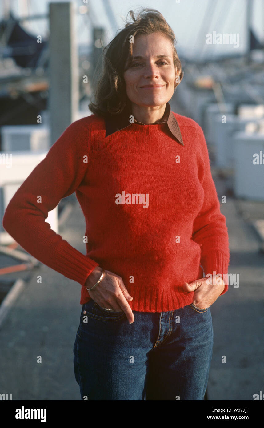 Sylvia Earle sul suo yacht in San Francisco Harbour, CALIFORNIA, STATI UNITI D'AMERICA Foto Stock