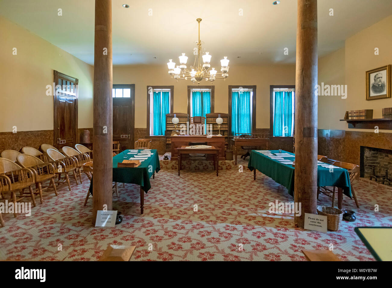 Fort Smith, Arkansas - Giudice Isaac C. Parker's courtroom a Fort Smith National Historic Site. Giudice Parker è stato il giudice distrettuale responsabile fo Foto Stock
