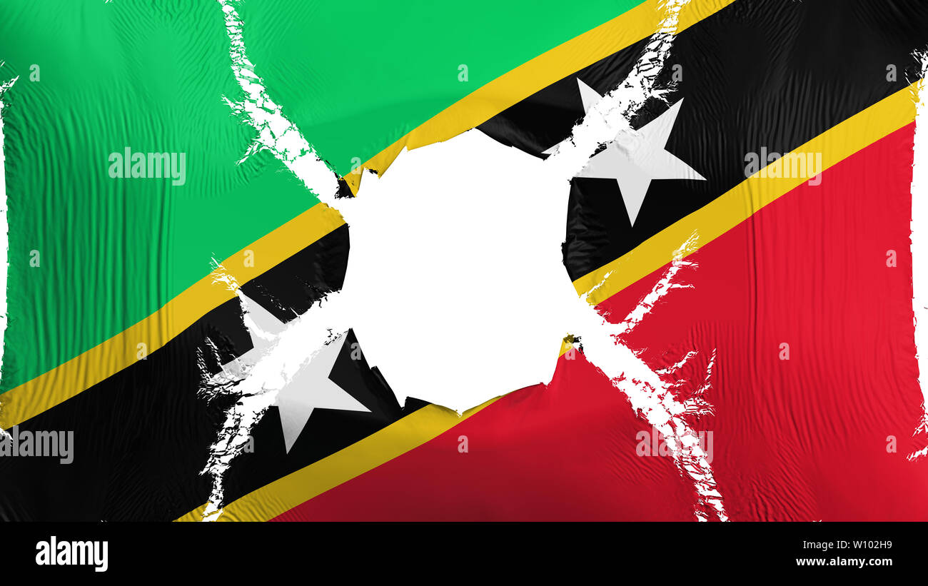 Saint Kitts e Nevis bandiera con un foro Foto Stock