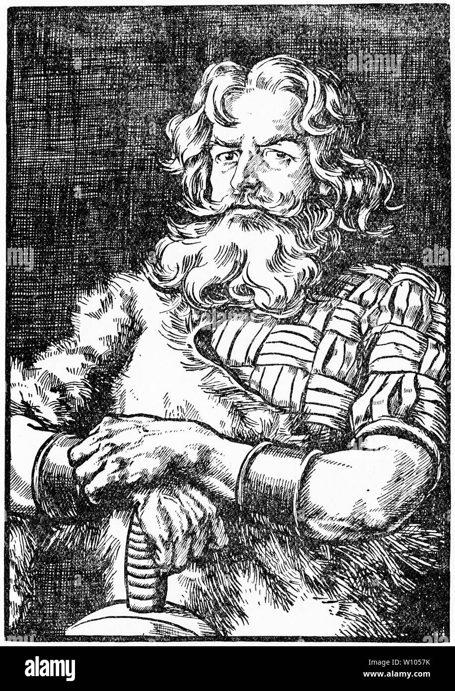Incisione di Bernard il Danese (c.880 - c. 960), un Viking jarl (EARL) di origine danese. Egli si mise al servizio di un altro jarl, Rollo di conquistare e colonizzare quello che sarebbe diventato la Normandia. Sin dalla prima edizione del piccolo Duca. Foto Stock