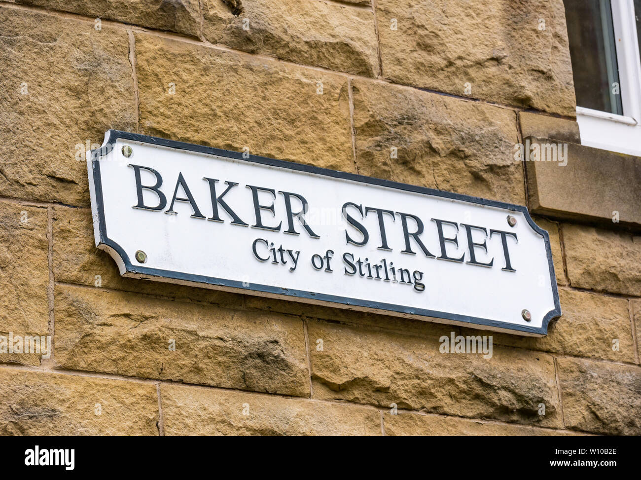 Baker Street nome sign, Stirling Old Town, Stirling, Scozia, Regno Unito Foto Stock