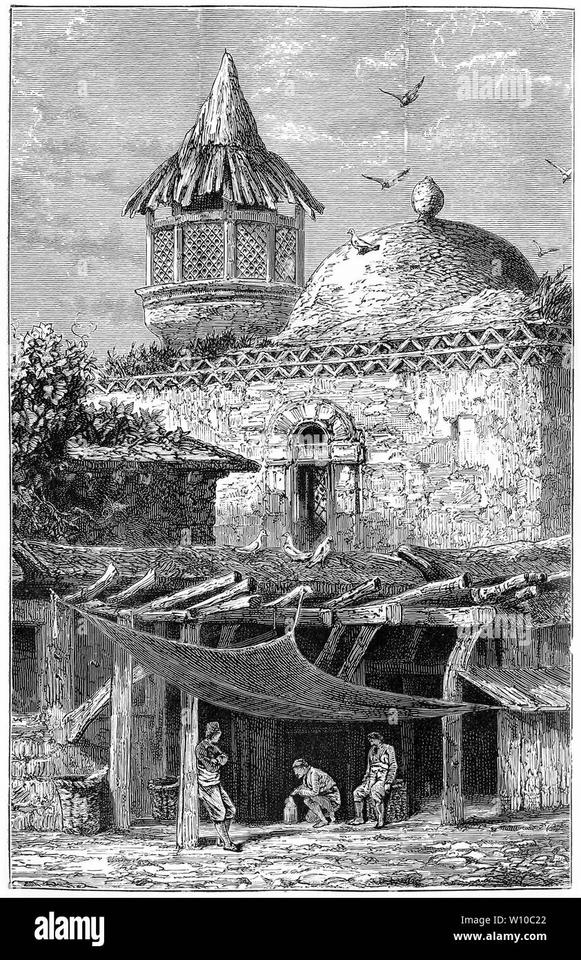 Incisione di resti di una antica moschea a Tarso. Da la vita e l Opera di San Paolo da Farrar, 1898. Foto Stock