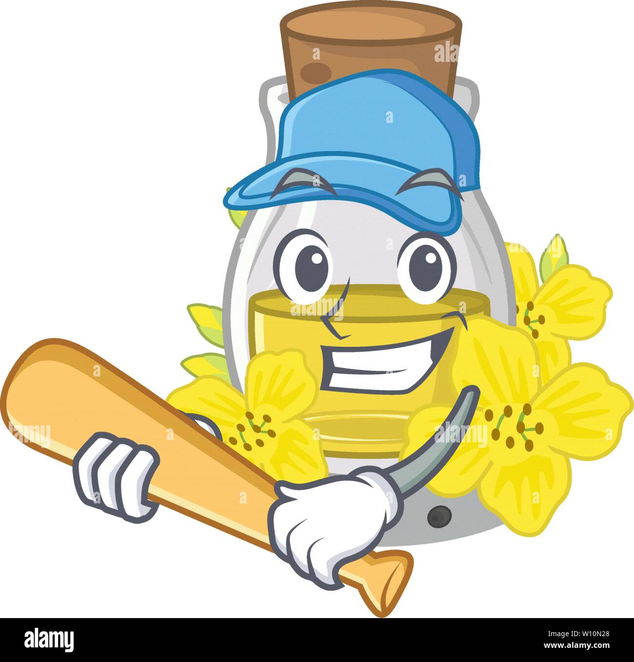 Riproduzione di baseball di canola olio di semi isolato in mascotte Illustrazione Vettoriale