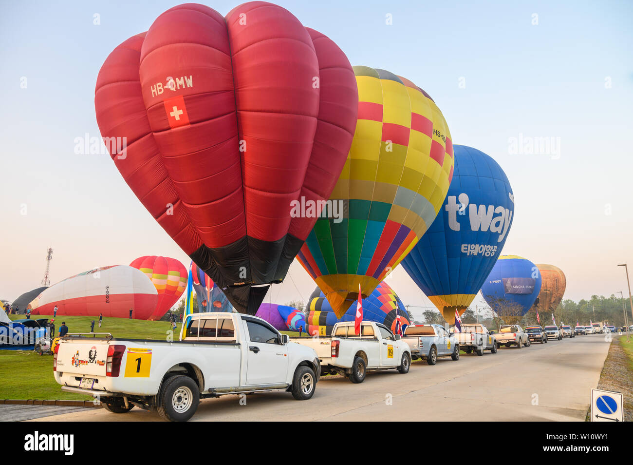 Chiang Rai, Thailandia - Feb 14 2019 : Annuale Internazionale di Balloon Festival nel parco signha Foto Stock