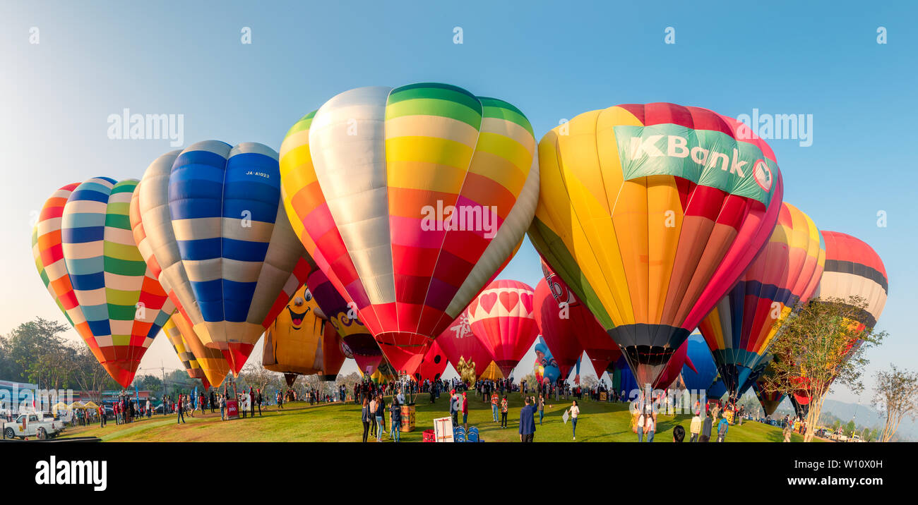 Chiang Rai, Thailandia - Feb 14 2019 : Annuale Internazionale di Balloon Festival nel parco signha Foto Stock