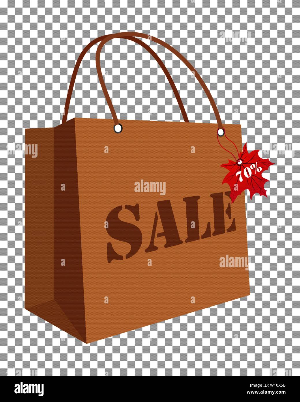 In autunno le foglie di acero vendita borsa con lablel. Illustrazione Vettoriale. Illustrazione Vettoriale