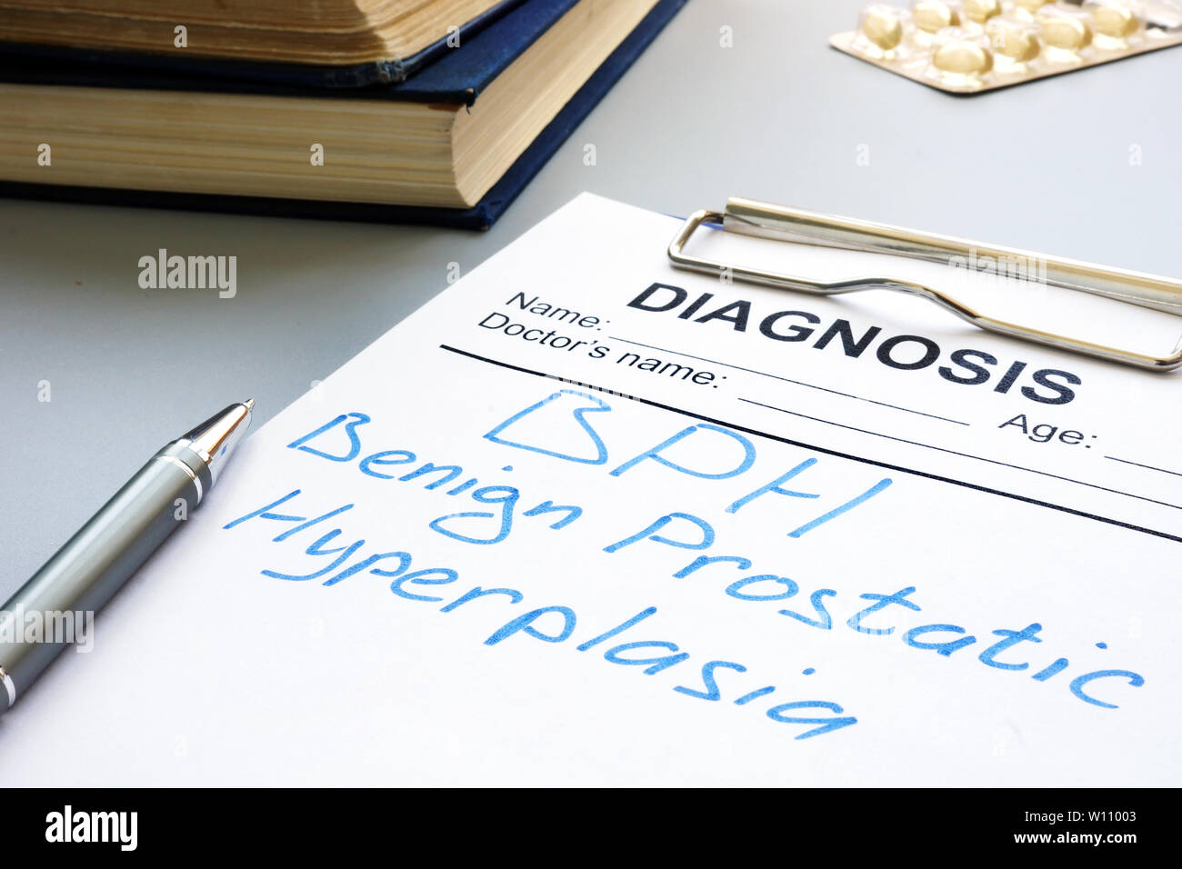 L'allargamento della prostata o BPH iperplasia prostatica benigna diagnosi. Foto Stock