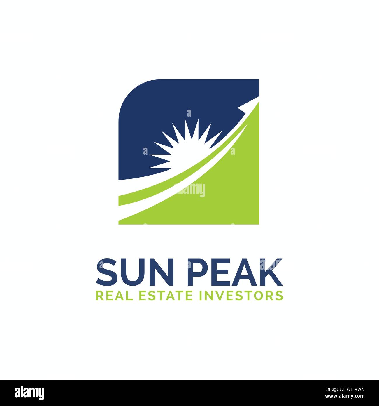 Picco di Sun sulla casa design logotipo Illustrazione Vettoriale