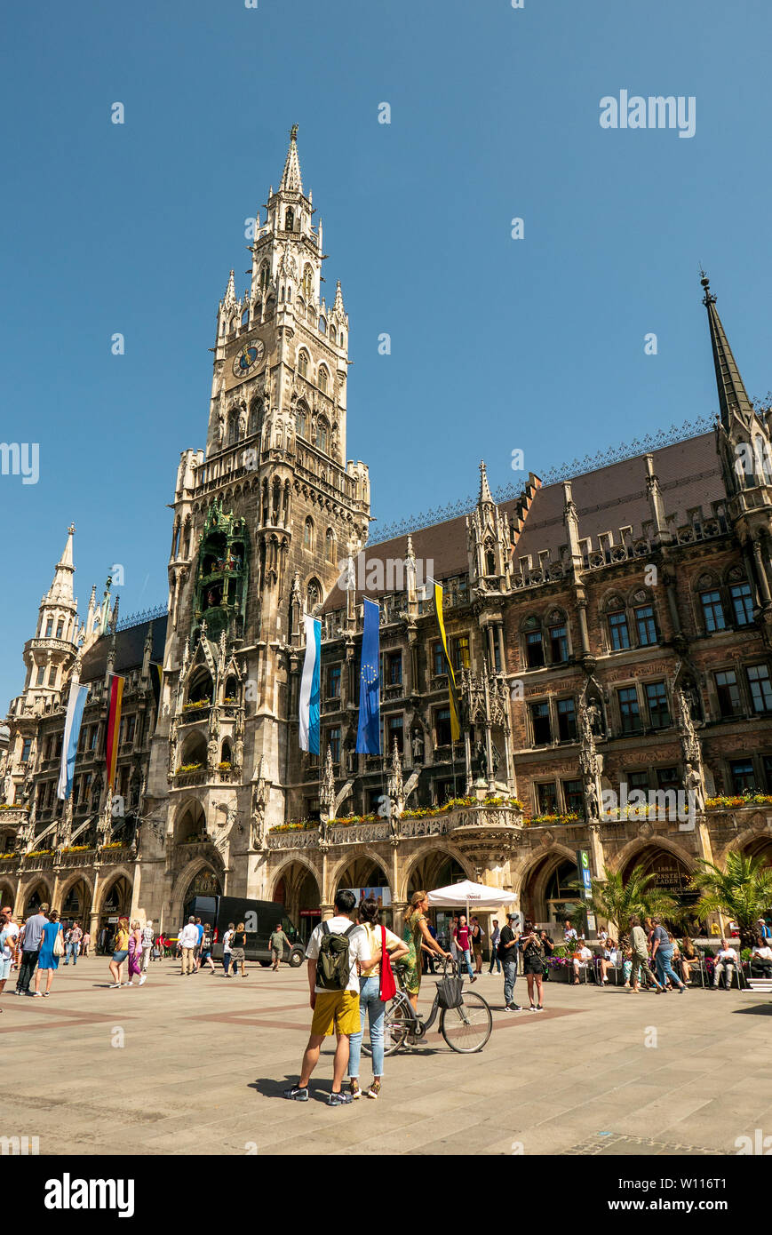 Monaco di Baviera, Germania - 14 giugno 2019: il nuovo Municipio è un municipio nella parte settentrionale di Marienplatz a Monaco di Baviera Foto Stock