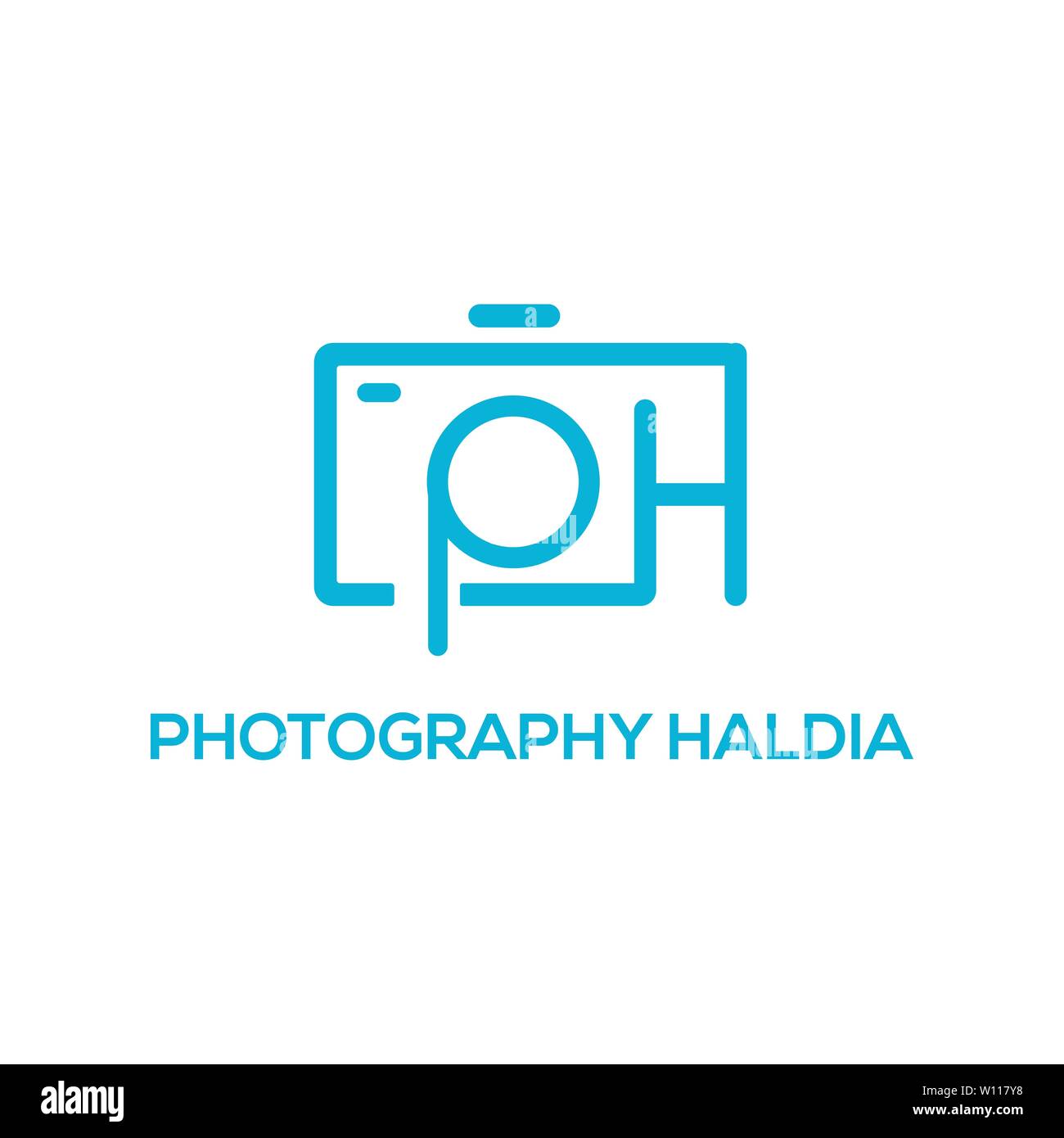 Lettera di PH con icona fotocamera design Illustrazione Vettoriale