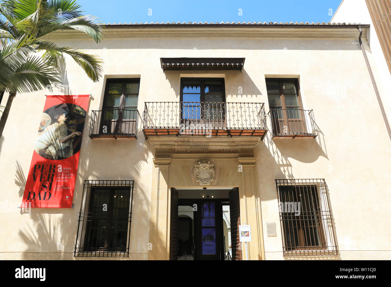 Il Museo Carmen Thyssen, una galleria d'arte mostra principalmente arte spagnola, nella città di Malaga, in Spagna, Europa Foto Stock