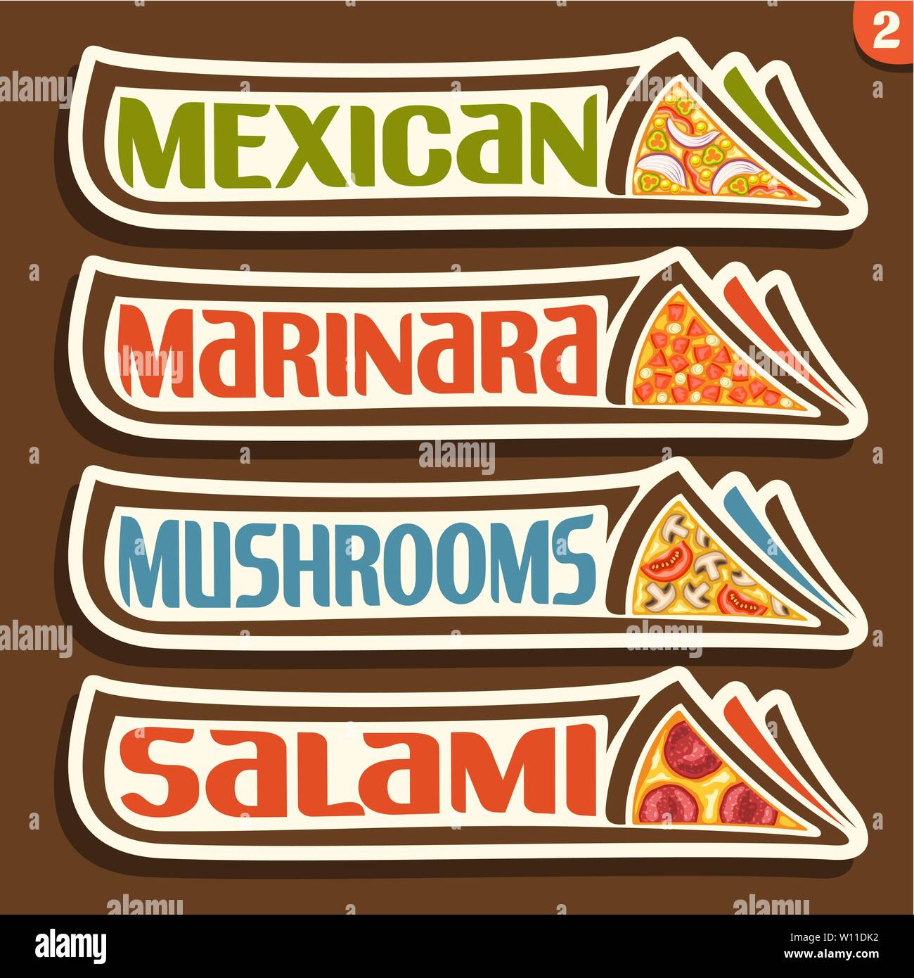 Le etichette del vettore per pizza Illustrazione Vettoriale
