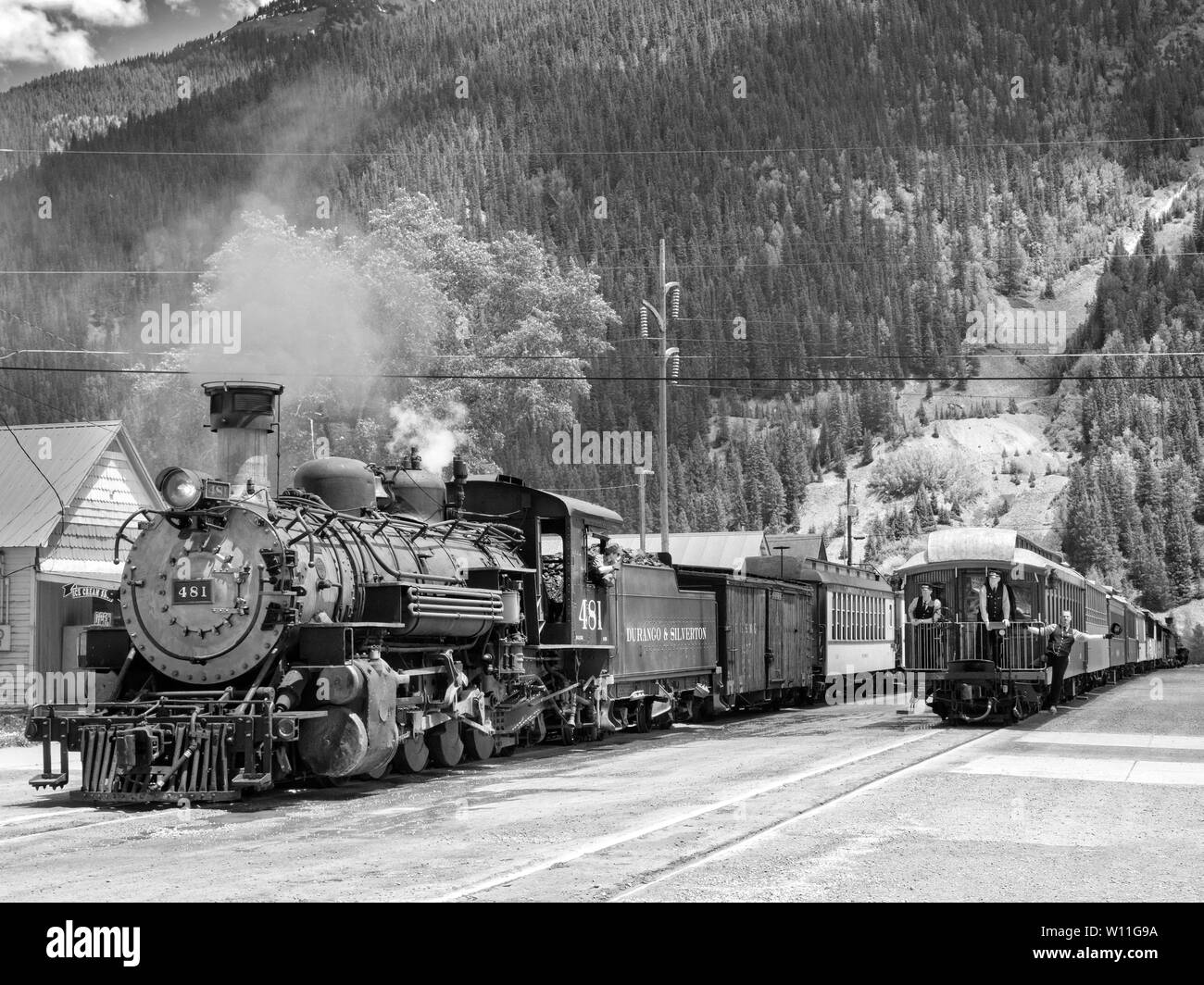 Locomotiva a vapore della Durango & Silverton ferrovia Silverton Colorado USA Foto Stock