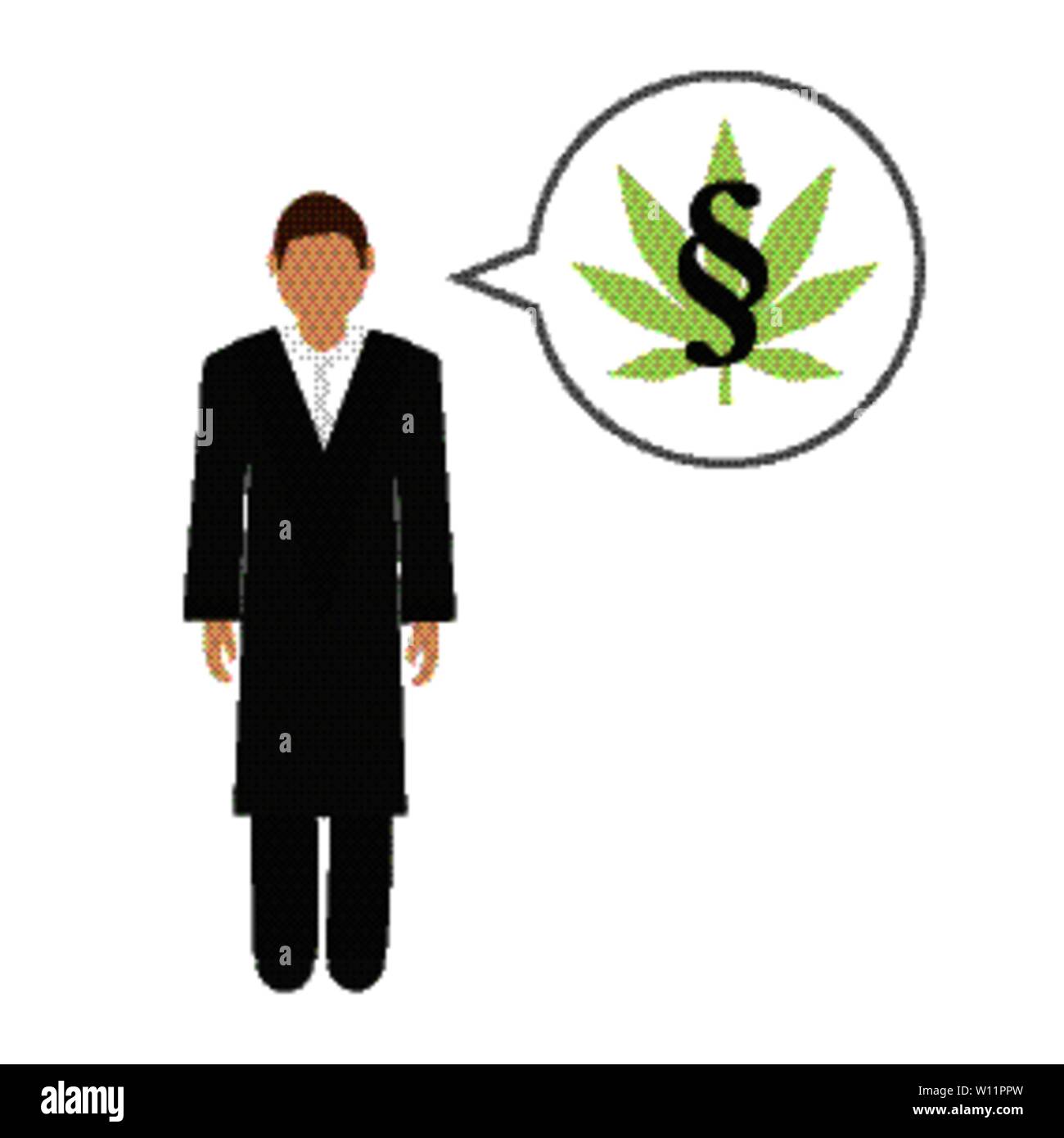 Giudice Maschio carattere parla di cannabis legge illustrazione vettoriale EPS10 Illustrazione Vettoriale