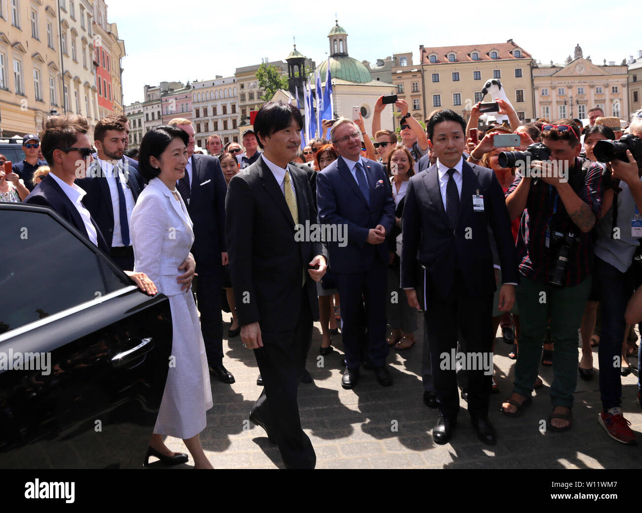 Cracovia. Cracovia. La Polonia. La visita di giapponese il principe ereditario Fumihito e sua moglie Crown Princess Kiko. Foto Stock