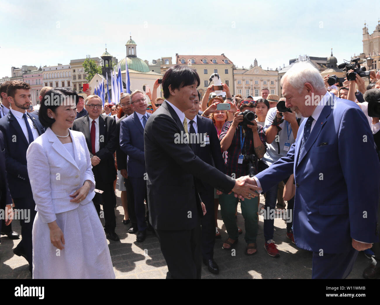 Cracovia. Cracovia. La Polonia. La visita di giapponese il principe ereditario Fumihito e sua moglie Crown Princess Kiko. Foto Stock