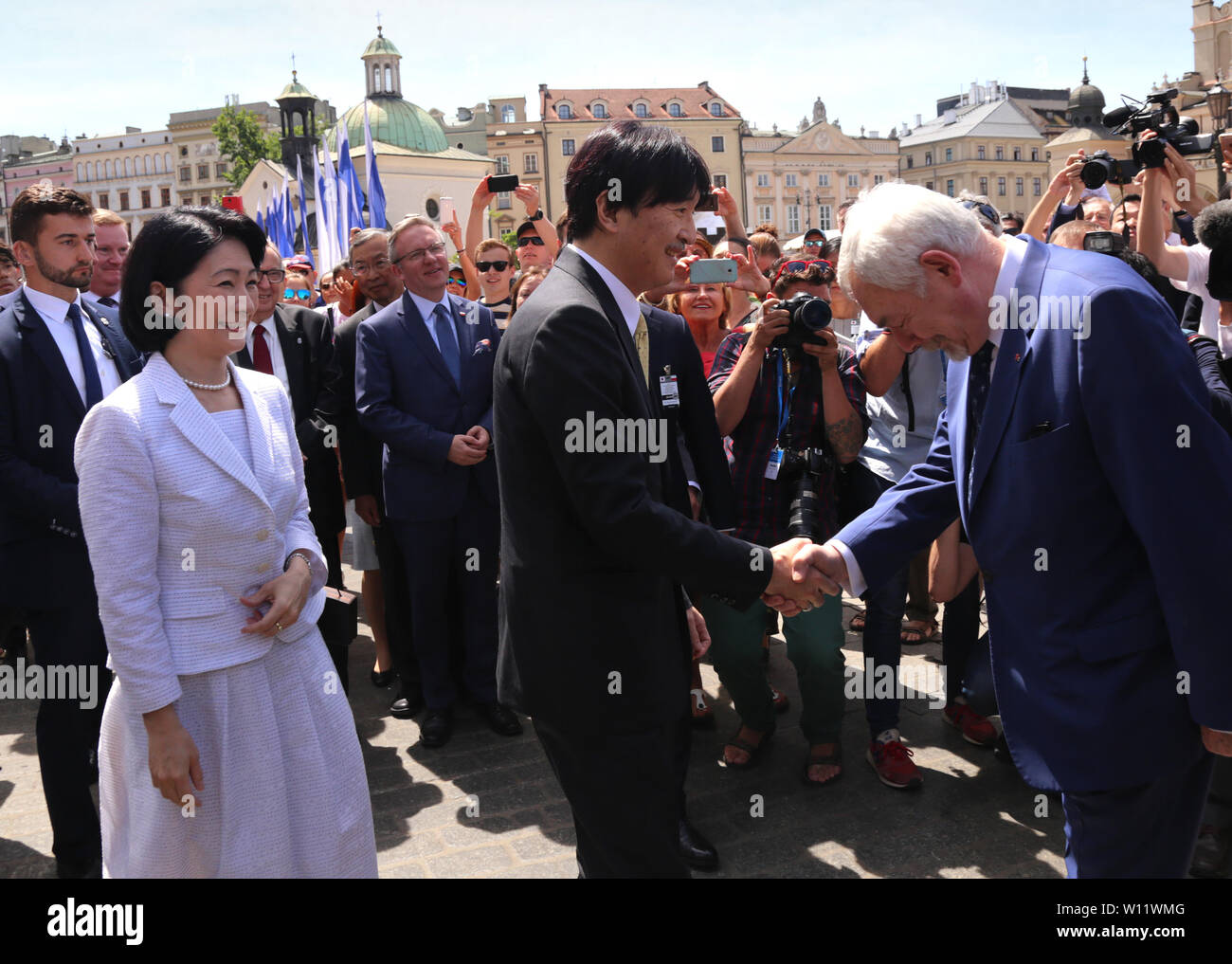 Cracovia. Cracovia. La Polonia. La visita di giapponese il principe ereditario Fumihito e sua moglie Crown Princess Kiko. Foto Stock