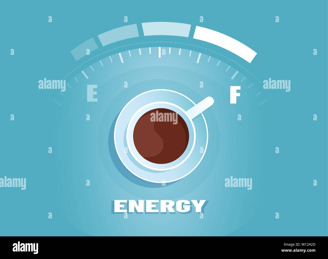 Vettore di piena tazza di caffè. Bevanda Energetica del concetto Illustrazione Vettoriale