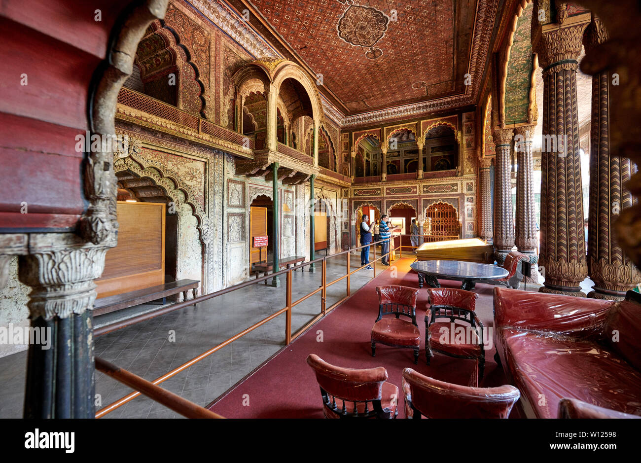 Interior shot di Daria Daulat Bagh, Srirangapatna, Karnataka, India Foto Stock