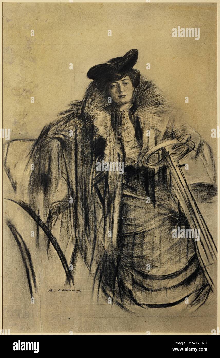 "Paris-Madrid' Premier affiche imaginaire. Carbón sobre papel, 1902. Autore: RAMON CASAS. Foto Stock