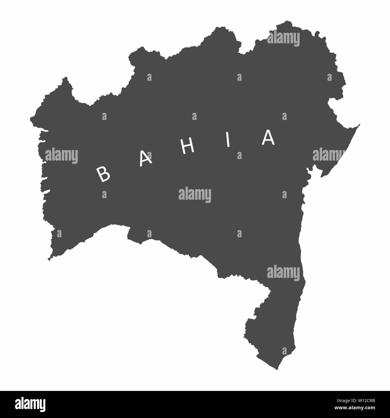 Stato di Bahia mappa silhouette isolati su sfondo bianco, Brasile Illustrazione Vettoriale