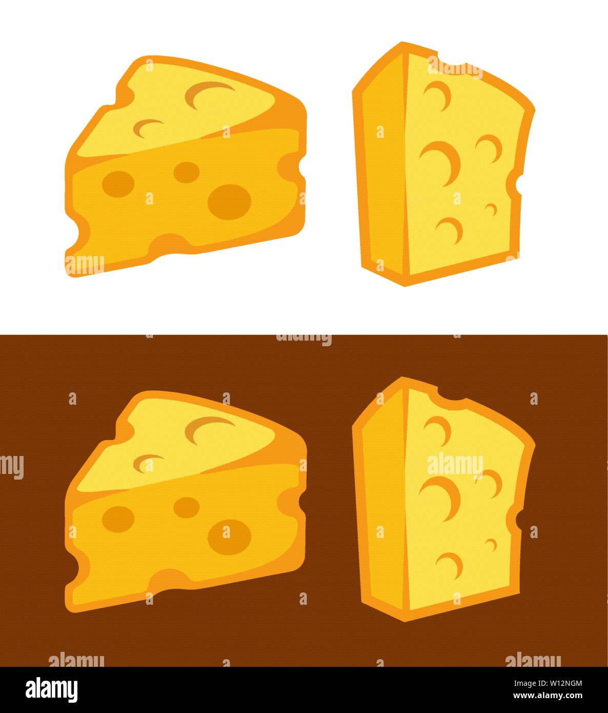 Vettore icona formaggio illustrazione su bianco e marrone scuro dello sfondo Illustrazione Vettoriale