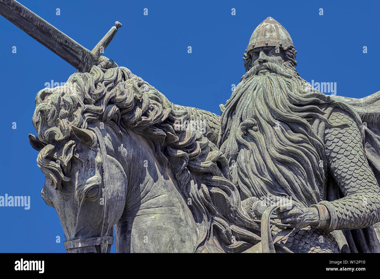Statua di El Cid nella città di Burgos, di Castiglia e Leon, Spagna, Foto Stock