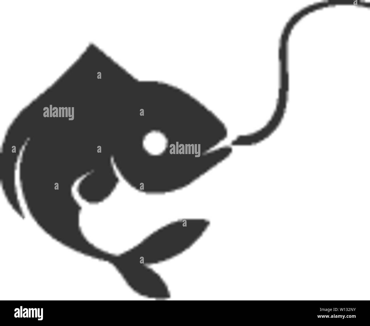 Pesce agganciato icona nel singolo colore. Pesca sportiva acqua mare Catture fiume Illustrazione Vettoriale