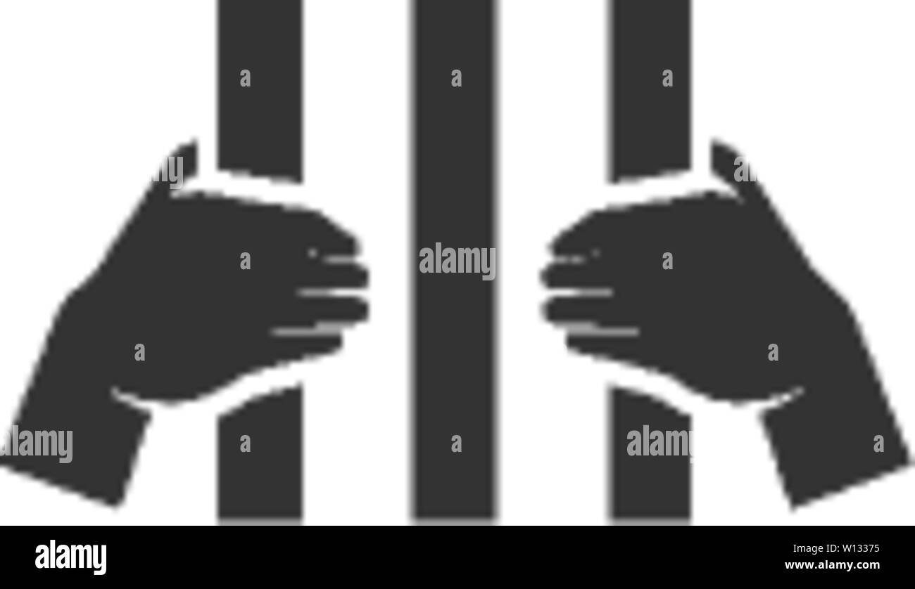 Icona di prigione in colore singolo. Diritto penale colpevole dietro le sbarre Illustrazione Vettoriale