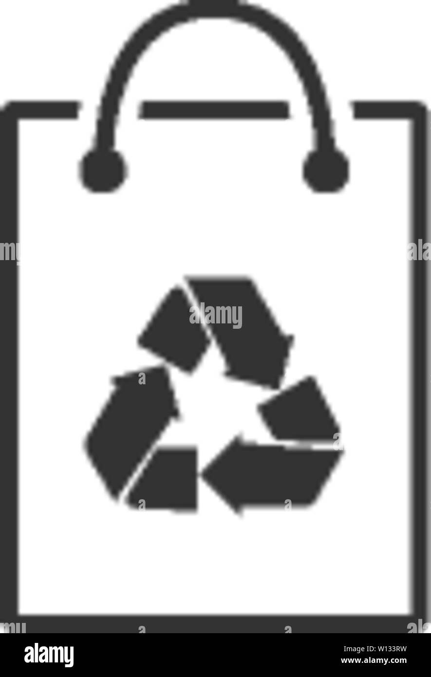 Simbolo di riciclaggio icona nel singolo colore grigio. Ambiente go green sacchetto di carta acquisti comprare store Illustrazione Vettoriale