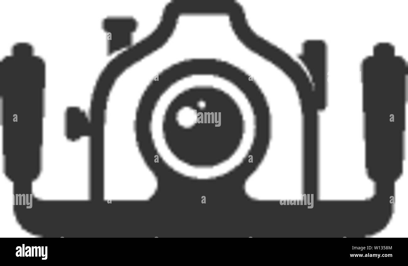 Fotocamera Subacquea icona nel singolo colore. Fotografia di acqua di mare diving documentatore animale Illustrazione Vettoriale