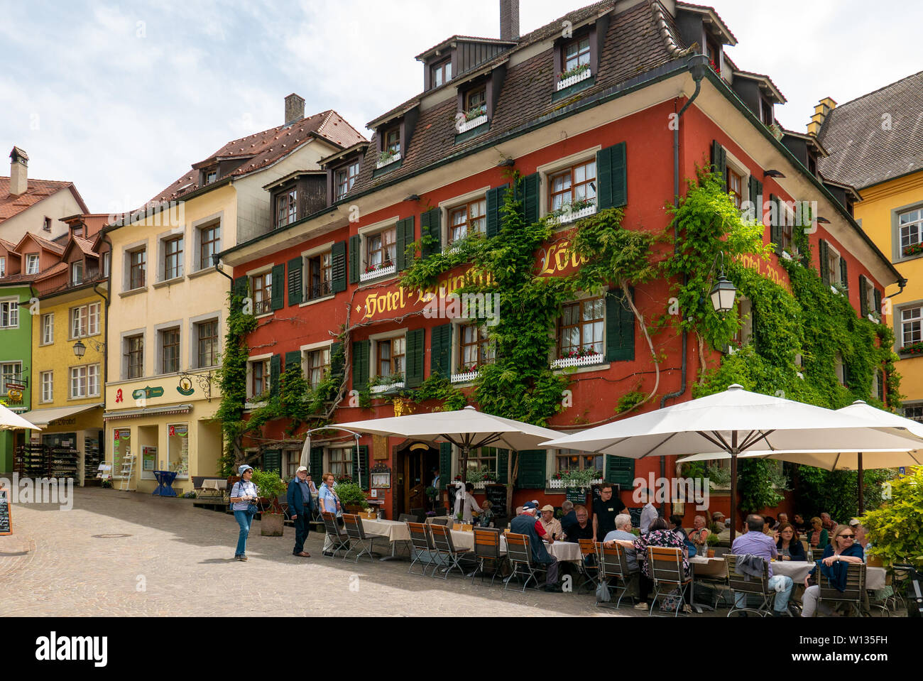 MEERSBURG, Germania - 15 giugno 2019: una piccola città nel sud-ovest dello stato tedesco del Baden-Wurttemberg. Sulla riva del lago di Costanza Foto Stock