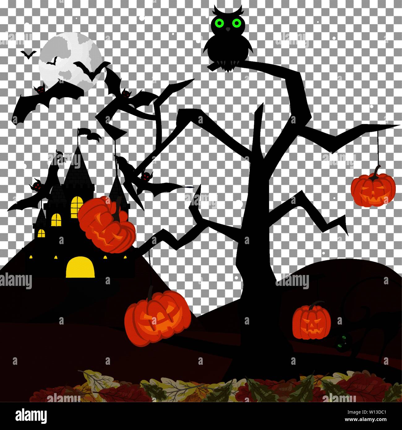 Happy halloween tema bigliettino. Illustrazione Vettoriale. Illustrazione Vettoriale