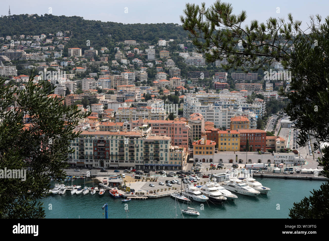 Lympia porta da colline du Château di Nizza, Francia Foto Stock