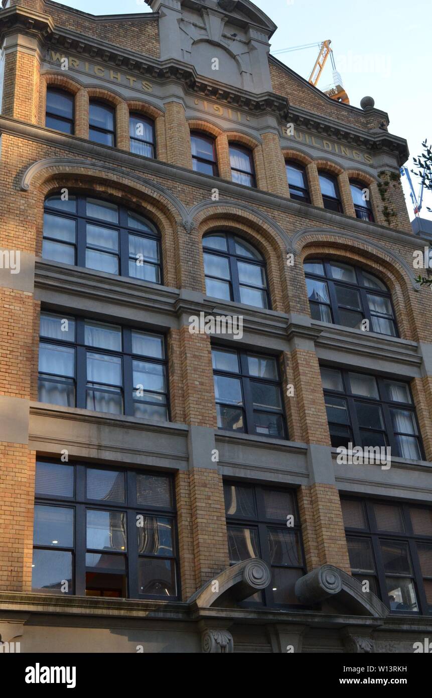 Wright's edifici sull'angolo di Fort Street e Commerce Street, Auckland Foto Stock