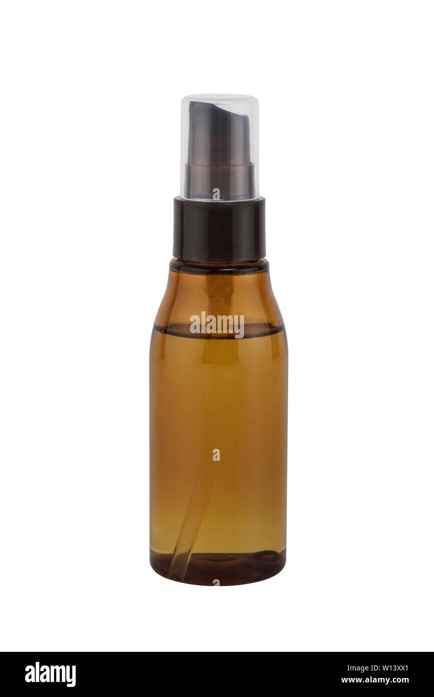 Contenitore per cosmetici di flacone spray isolati su sfondo bianco Foto Stock