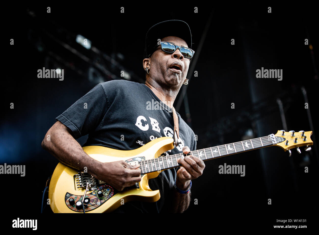 Copenaghen, Danimarca - Giugno 22nd, 2019. La American rock band Living Colour esegue un concerto dal vivo durante il danese heavy metal festival Copenhell 2019 a Copenaghen. Qui il chitarrista Vernon Reid è visto dal vivo sul palco. (Photo credit: Gonzales Photo - Christian Hjorth). Foto Stock