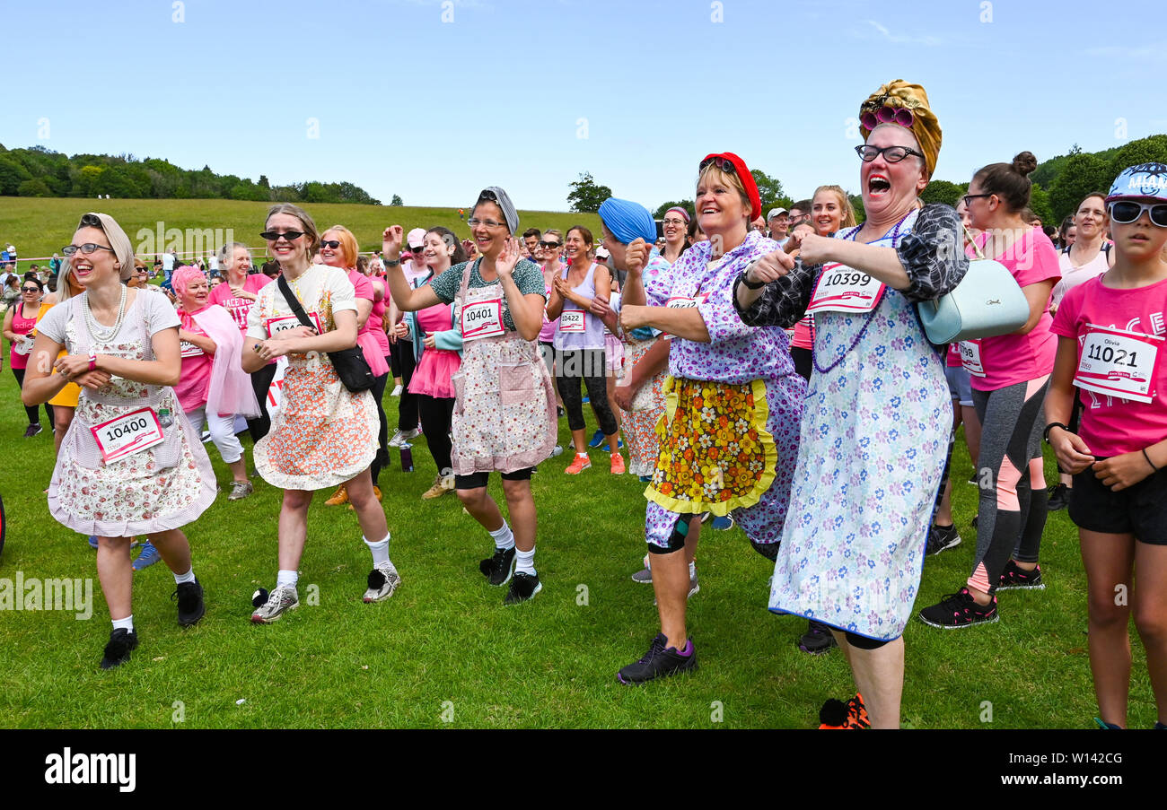 Brighton, Regno Unito. 30 Giugno 2019 - tredici centinaia di corridori prendere parte nella soleggiata ma le condizioni dello scambiatore di calore in Cancer Research UK Race per la vita evento nel Parco Stanmer Brighton . I corridori affrontano 5k e 10k sollevando i corsi di migliaia di sterline per la carità . Credito: Simon Dack / Alamy Live News Foto Stock