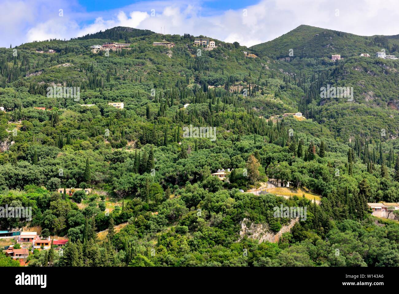 Montagne e il paesaggio circostante,Paleokastritsa ,Corfù, Grecia, ISOLE IONIE Foto Stock