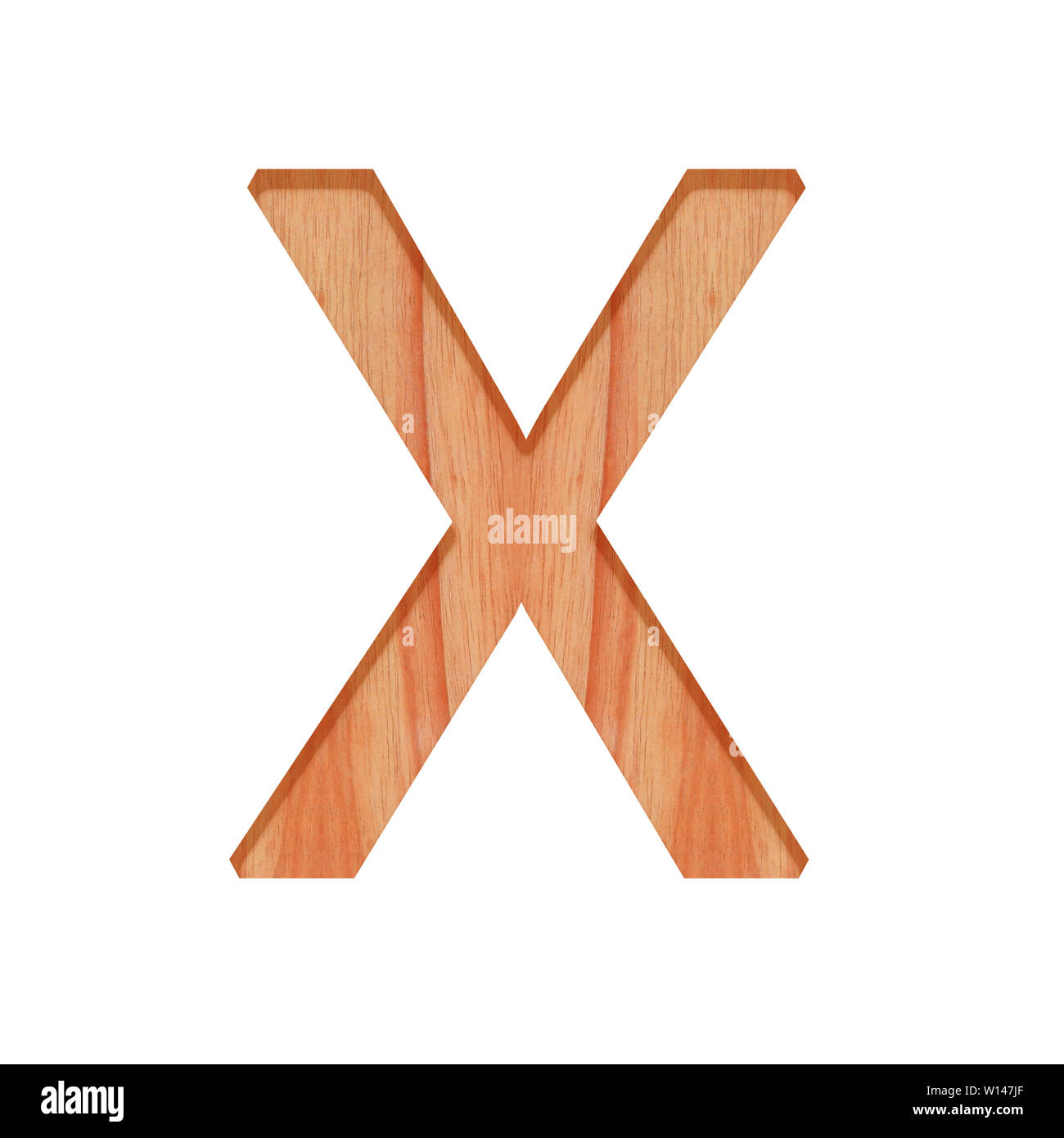 Lettera in legno bellissimo modello 3d isolati su sfondo bianco, design alfabeto X Foto Stock