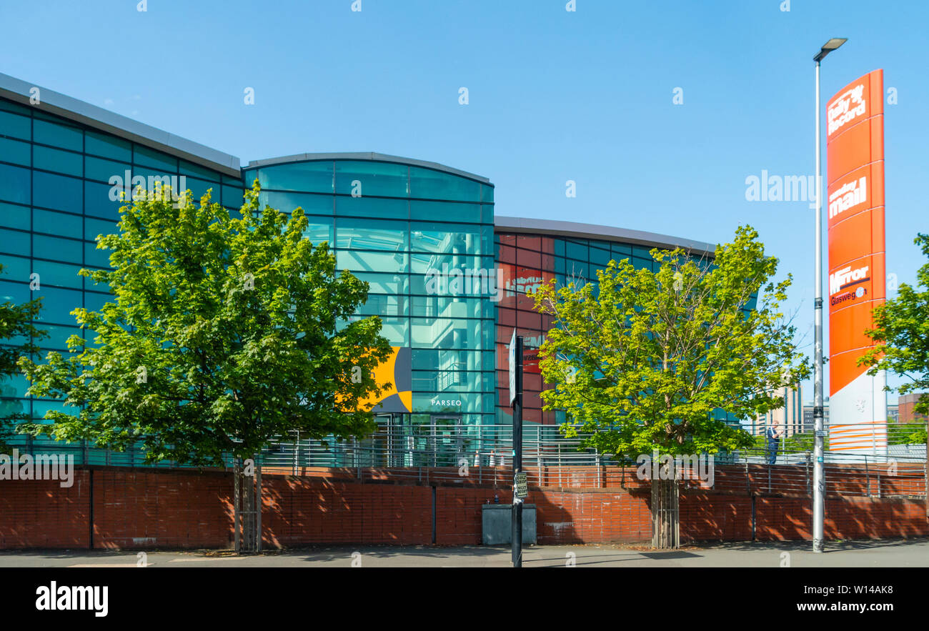 Il Daily Record edificio, HQ del Daily Record, il Sunday Mail il Glasgwegian e il Daily Mirror in Scozia - Glasgow Central Quay Foto Stock