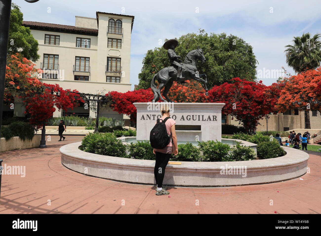 Statua del cantante messicano Antonio Aguilar nel centro di Los Angeles Foto Stock