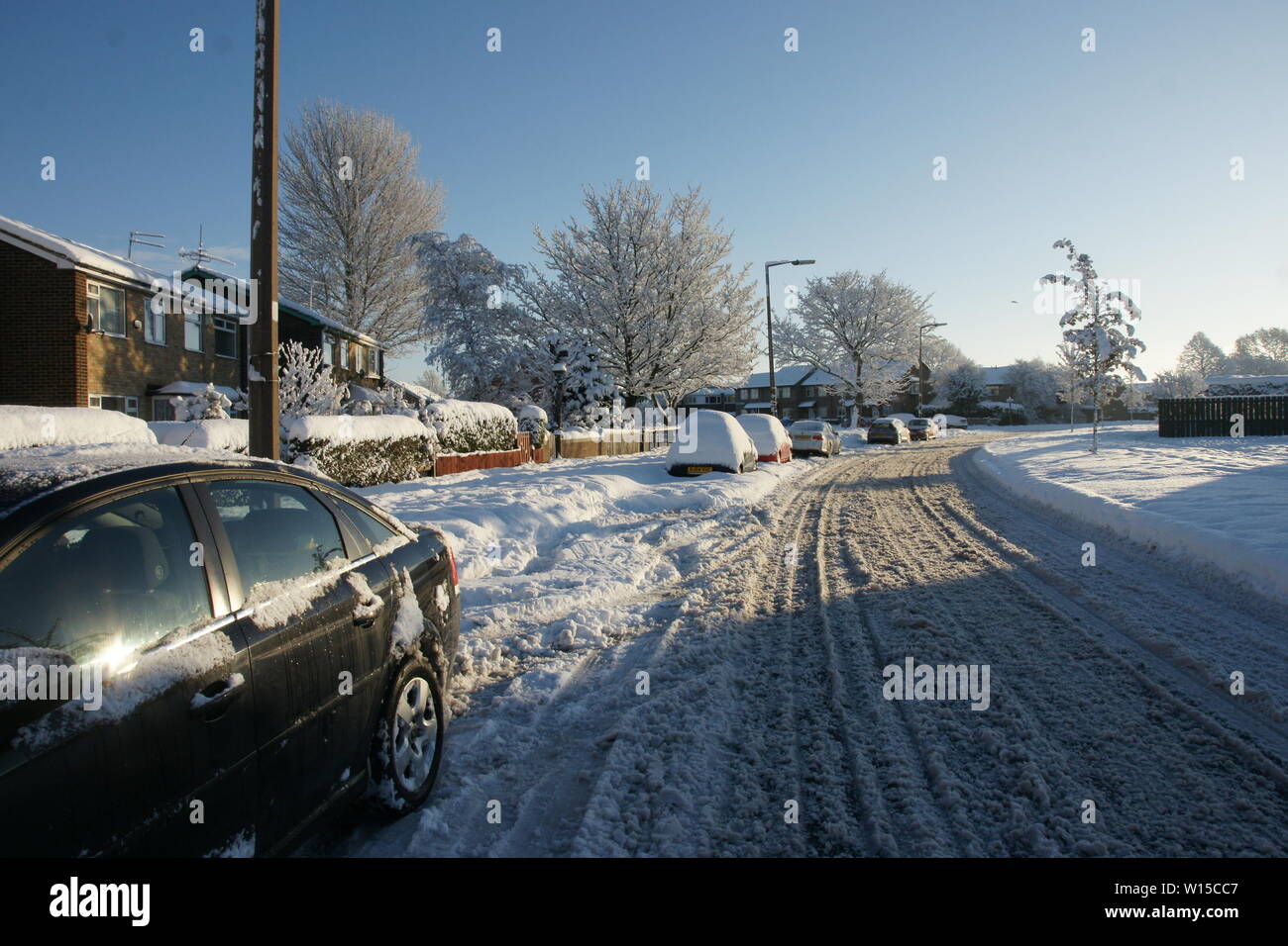 Strada ghiacciata condizioni Foto Stock