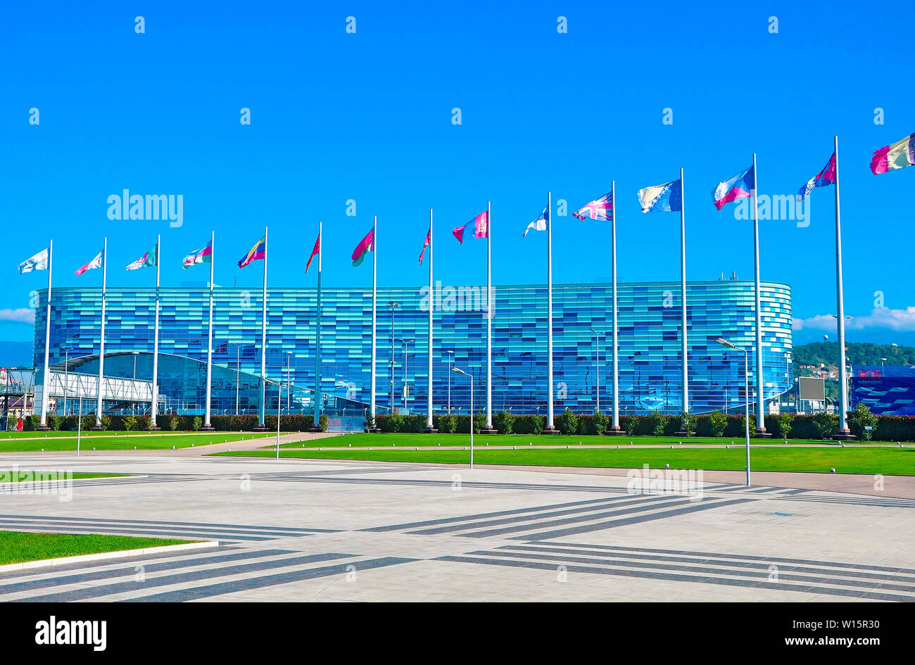 Russia - 14 ottobre 2018-Sochi Olympic Park. Palazzo del ghiaccio iceberg. Foto Stock