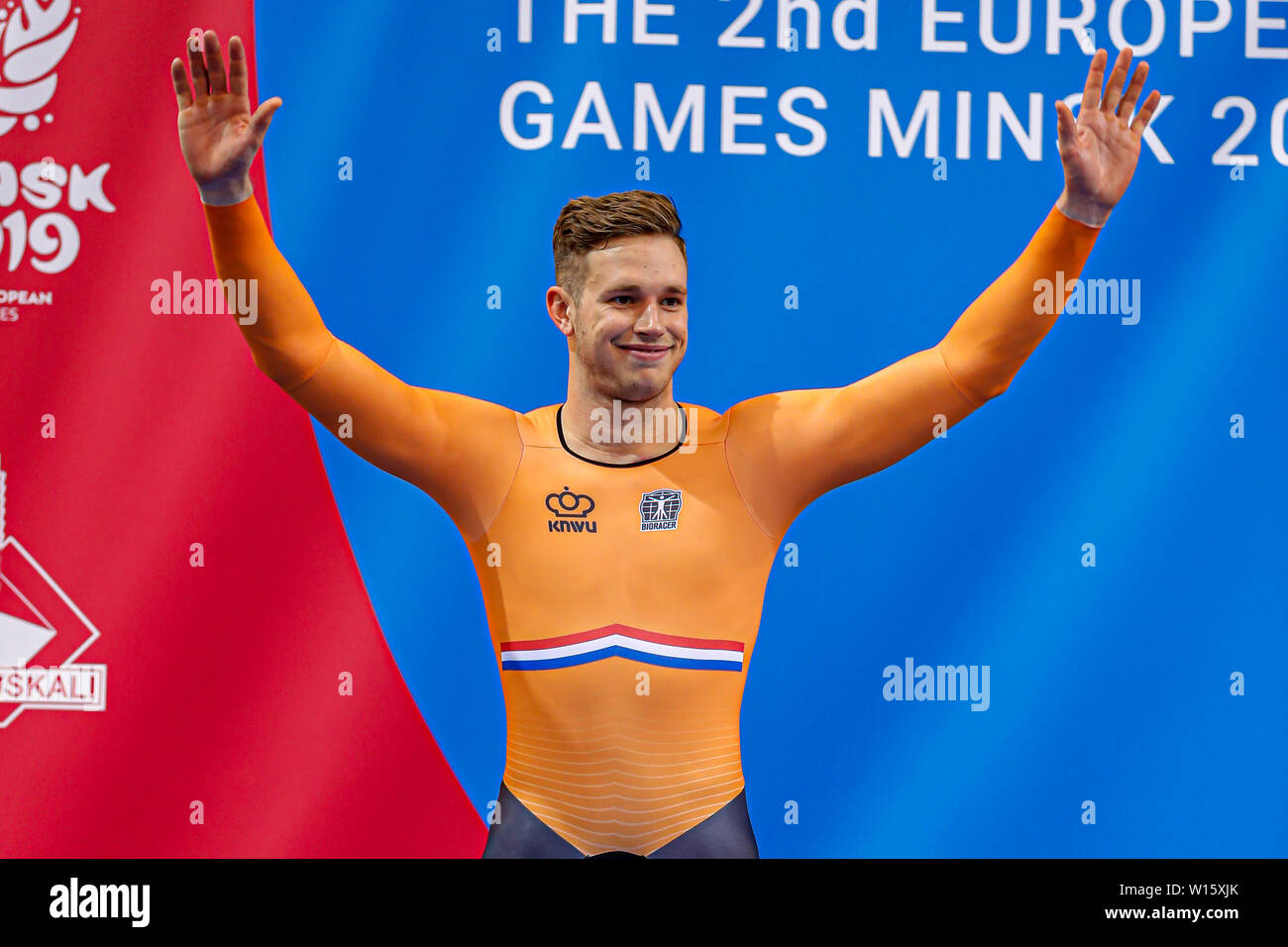 29 luglio 2019 a Minsk, Bielorussia European Games 2019 Cycling - Via: Uomini Sprint Zilver Harrie Lavreysen dei Paesi Bassi Foto Stock