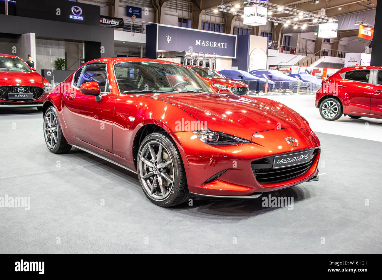 Poznan, Polonia, Marzo 2019 red Mazda MX-5, Poznan International Motor Show, gen 4, ND2, Lightweight due-passeggeri roadster prodotta da Mazda Foto Stock