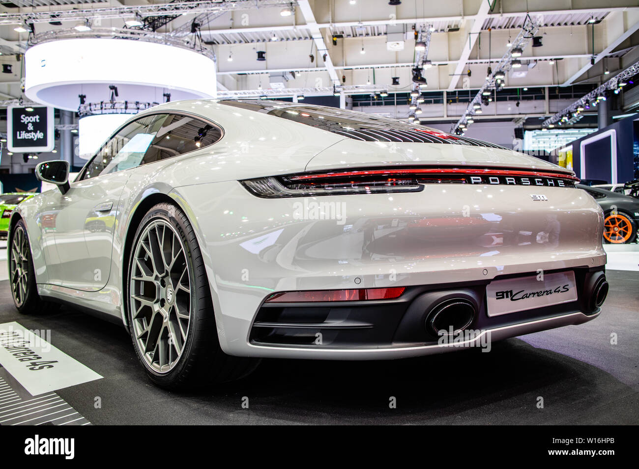 Poznan, Polonia, marzo 2019 tutti i nuovi Porsche 911 Carrera 4S 8a generazione, Poznan International Motor Show, la serie 992 Supersport vettura costruita dalla Porsche Foto Stock