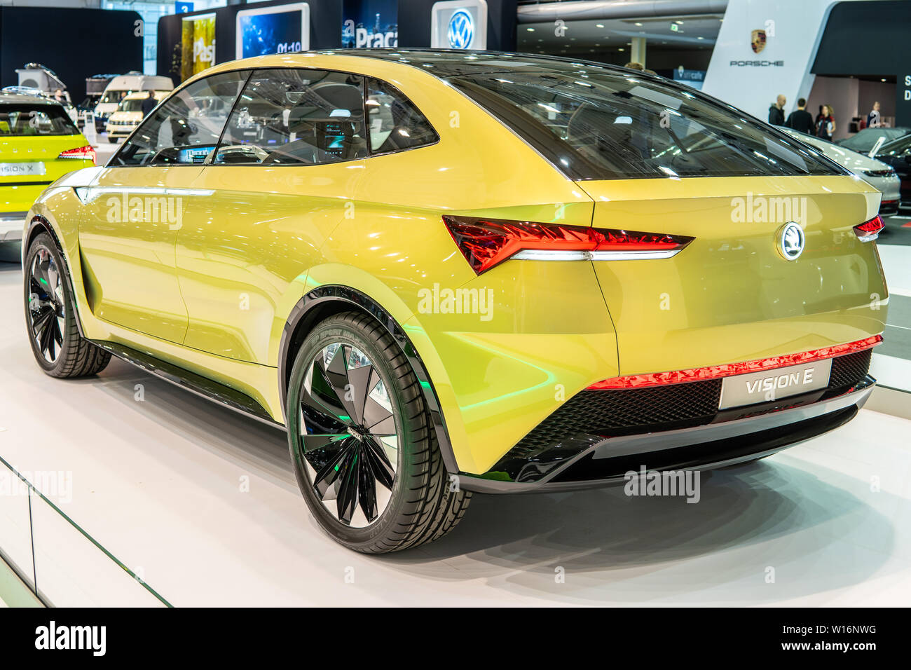 Poznan, Polonia, Marzo 2019 Skoda VISION E concetto prototipo di automobile, Poznan International Motor Show puramente comandato elettricamente Skoda concept Foto Stock